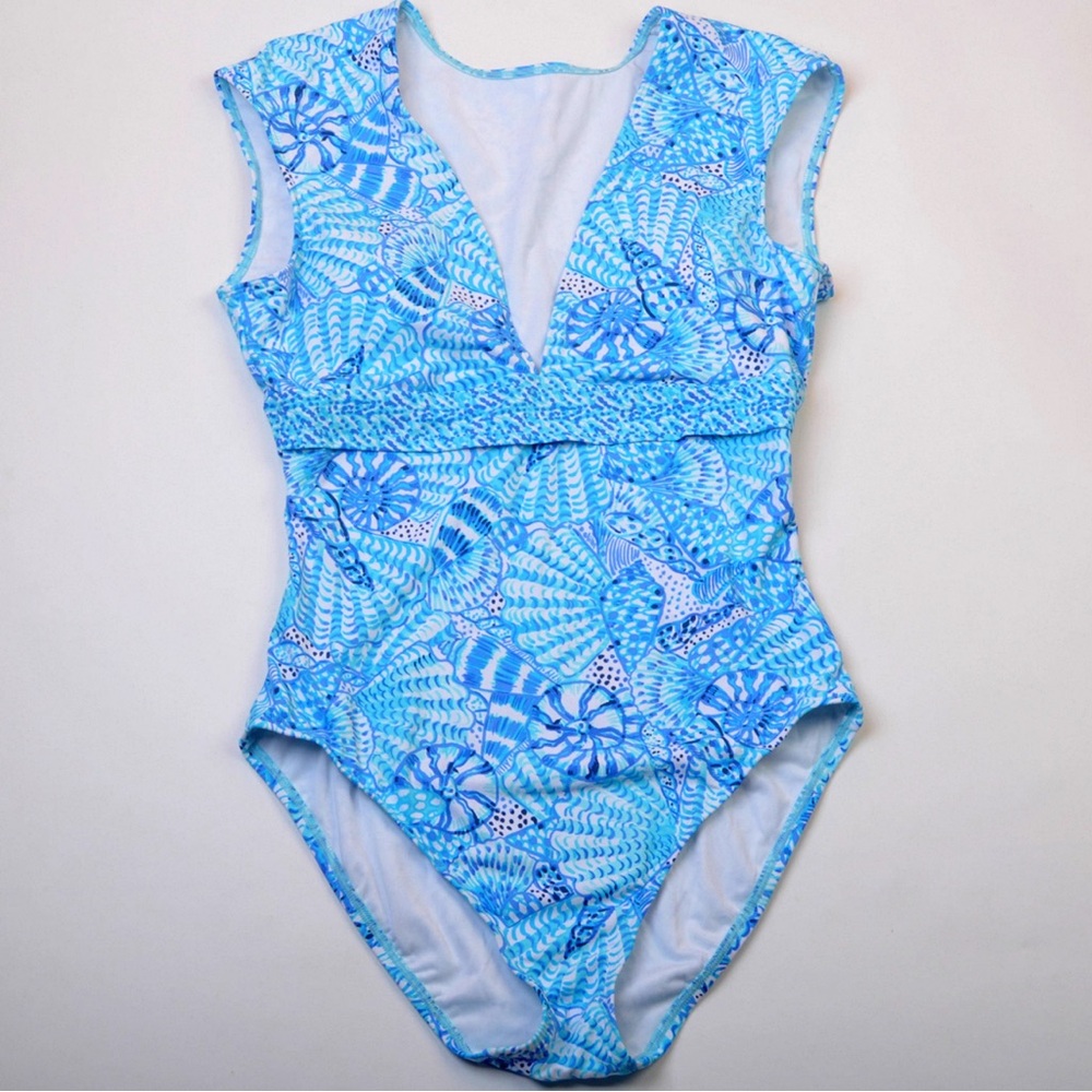 Lilly Pulitzer Imogen One-Piece AMALFI Blue By The Seashore Swimsuit 6 NWOT